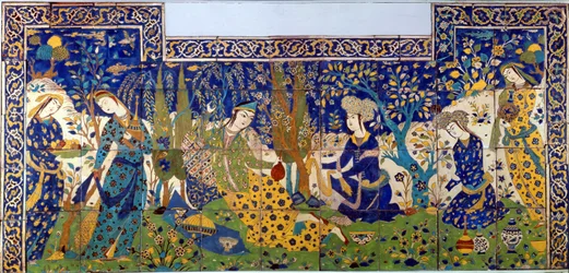 Panel of glazed earthenware tile-work, Isfahan